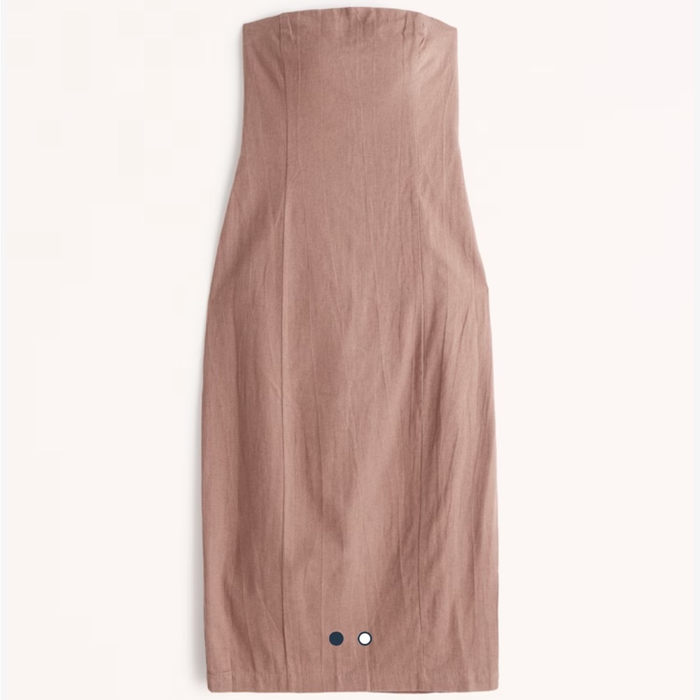 Abercrombie & Fitch - Strapless Linen-Blend Midi Dress - Medium (Tall)